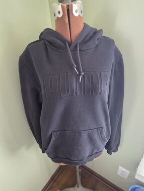 PUMA Mens Medium Black Logo Hoodie